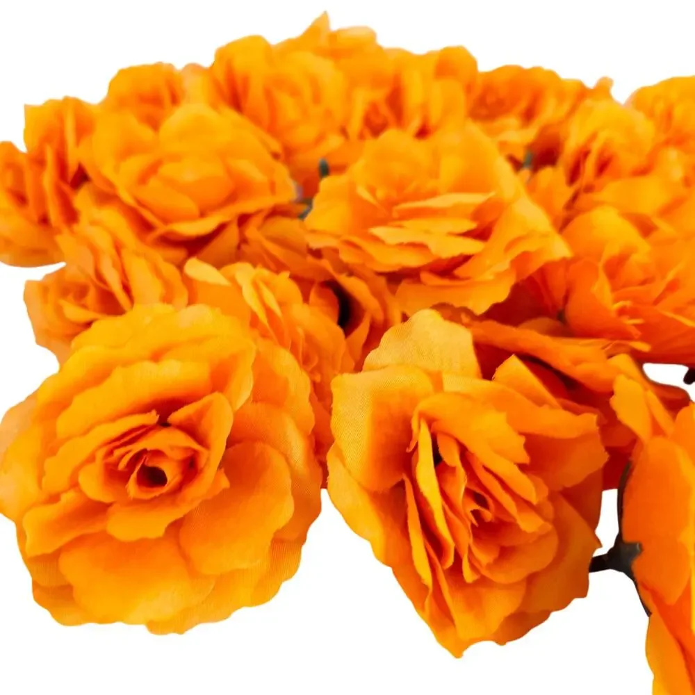 44 Orange Silk Rose Heads 2.5in Artificial Flower Wedding Craft DIY Floral Decor